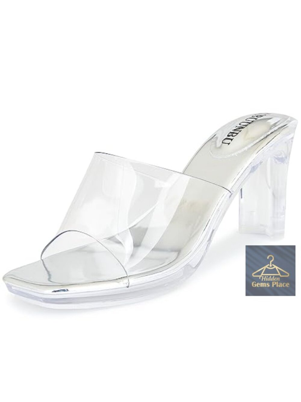 Chunky Heels for Women Clear Platform Heels Sexy Block Heels Square Toe Open